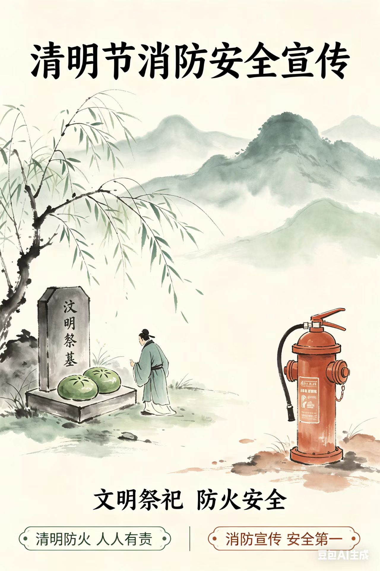 清明祭扫寄哀思 消防安全记心间